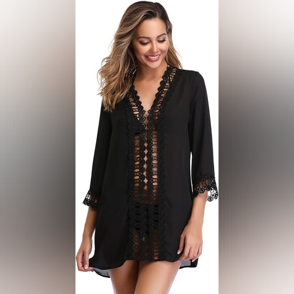 Women 's Floral Lace Beach Bikini Swimwear Cover-up